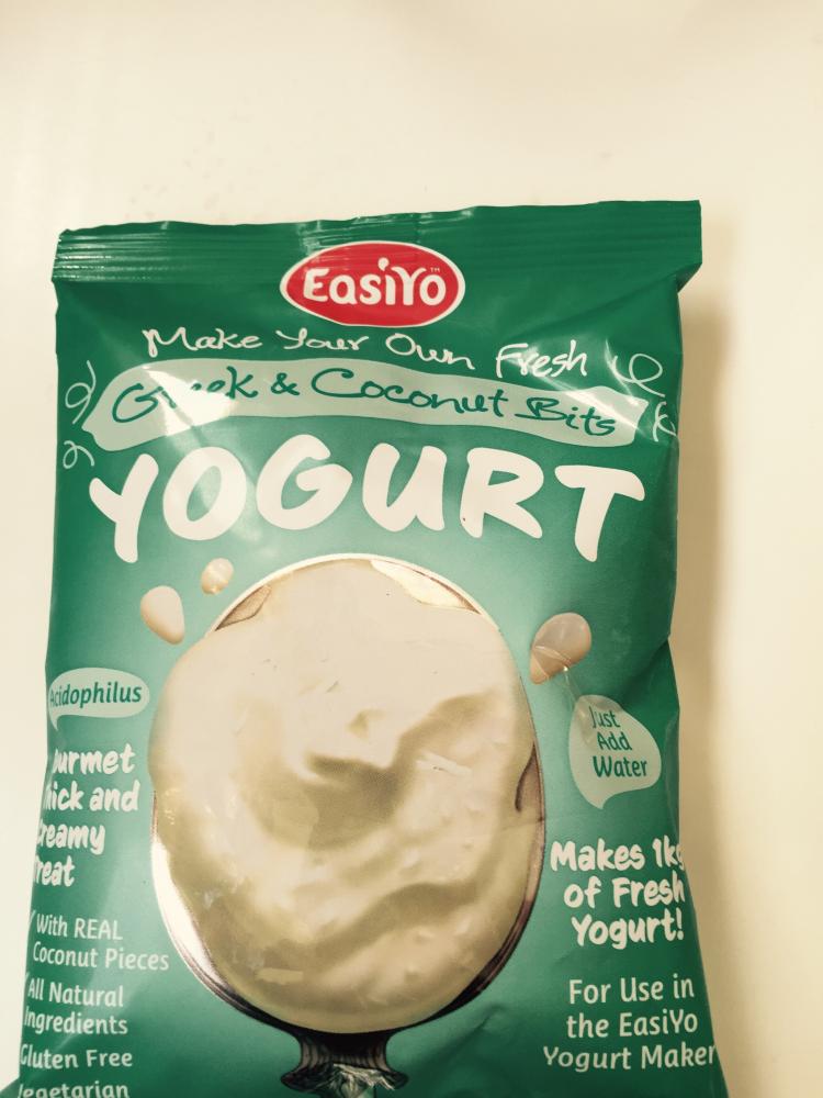 Greek yogurt with coconut bits